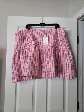 Women’s Pink Textured Tiered Mini Skirt